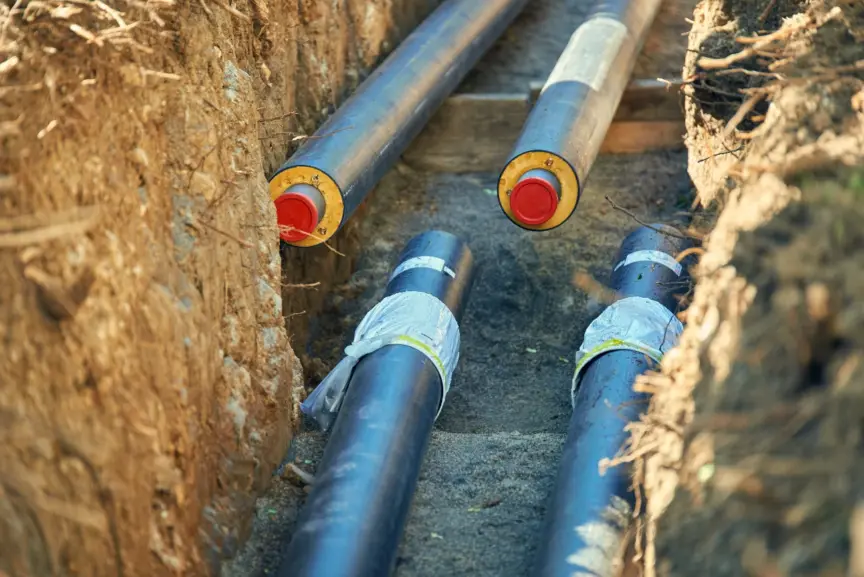 Image of district heating pipes in the ground