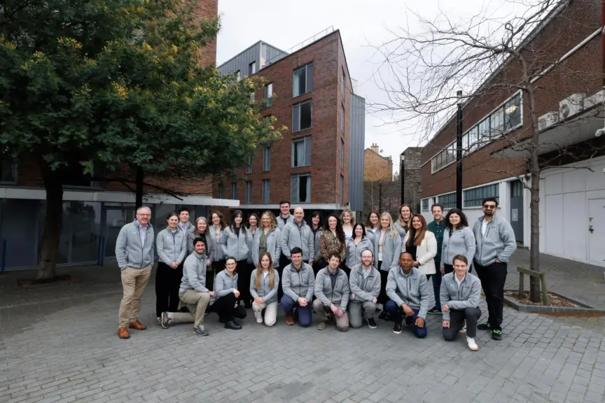 Picture of the whole Codema team outside The Digital Hub in Dublin 8.